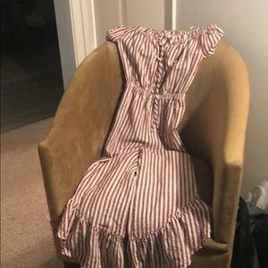Maroon and white striped romper